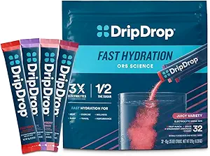 DripDrop Hydration Packets - Juicy - Single Serve Electrolytes Powder Drink Mix - Lemonade - Non-GMO, Gluten Free, Vegan