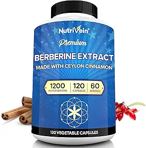Nutrivein Premium Berberine 1200 mg with Ceylon -: High-Absorption Berberine Supplement for Defenses, Digestion, & Metabolism