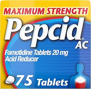 Pepcid AC Maximum Strength Heartburn Relief Tablets, OTC Medicine Prevents & Relieves Heartburn & Acid Reflux Due to Acid Indigestion, 20mg Famotidine Acid Reducer, Fast-Acting