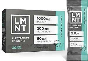LMNT Zero Sugar Electrolytes - Raw Salt | Drink Mix | 30-Count
