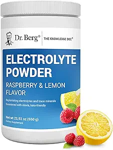 Dr. Berg Zero Sugar Hydration Keto Electrolyte Powder - Enhanced w/ 1000 mg of Potassium & Real Pink Himalayan Salt (NOT Table Salt) - & Lemon Flavor Hydration Drink Supplement