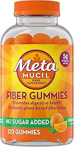 Metamucil Fiber Gummies for Adults, No Sugar Added Flavor Prebiotic Plant Based Fiber Supplement Blend