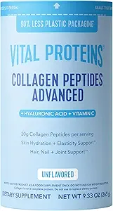 Vital Proteins Collagen Peptides Powder Advanced with Hyaluronic Acid & Vitamin C, Collagen Supplements