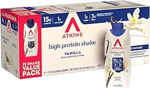 Atkins High Protein Shake Protein, Low Glycemic, Low Carb and Low Sugar Protein Shakes, Keto Friendly Ready to Drink Shakes, 12 Flavored Protein Shakes