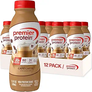 Premier Protein Shake, Café Latte, Caffeinated Protein, No Added Sugar, 24 Vitamins & Minerals to Support Immune Health