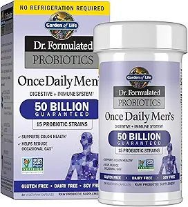 Garden of Life Probiotics for Men, Dr Formulated 50 Billion CFU 15 Probiotics for Digestive Health + Organic Prebiotic Fiber, Colon & Immune Support, Daily Gas Relief, Shelf Stable