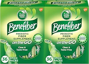 Benefiber On The Go Prebiotic Fiber Supplement Powder for Digestive Health, Daily Fiber Powder Powder Stick Packs - ()