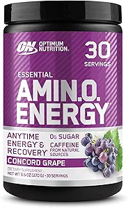 Optimum Nutrition Amino Energy - Pre Workout with Green Tea, BCAA, Amino Acids, Keto Friendly, Green Coffee Extract, Energy Powder - Concord