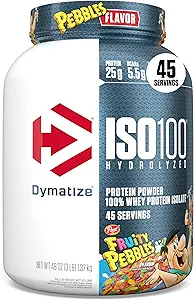 Dymatize x Fruity Pebbles ISO100 Whey Protein Powder Isolate of Protein BCAAs, 120 Cal., Gluten Free Fat Sugar Carb ()