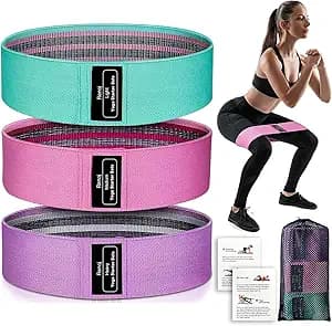 Renoj Resistance Bands for Working Out: 3-Set Professional Exercise Bands for Pilates, Yoga, Home Gym, Booty, Leg Training | Heavy/Medium/Light Fabric Loops for Women Men